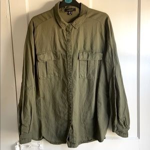 XL Olive linen button down
